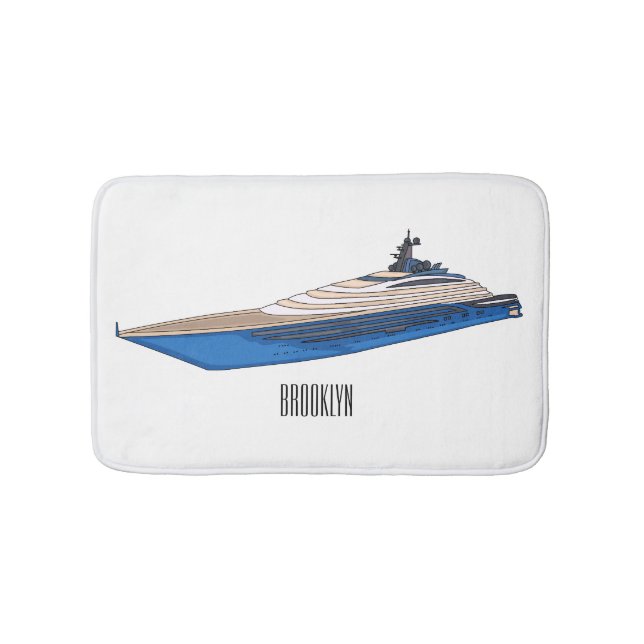 Yacht cartoon illustration  bath mat (Front)