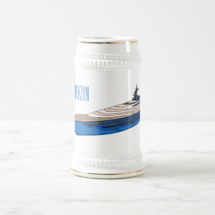 Yacht cartoon illustration  beer stein