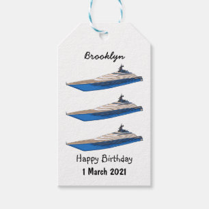 Yacht cartoon illustration gift tags