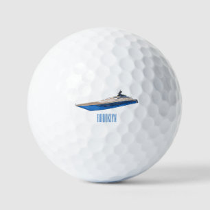 Yacht cartoon illustration golf balls