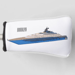 Yacht cartoon illustration golf head cover