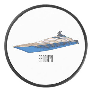 Yacht cartoon illustration  hockey puck