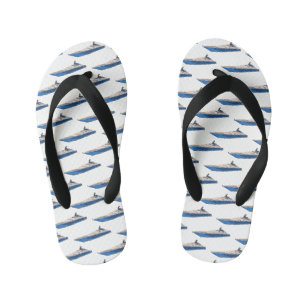 Yacht cartoon illustration kid's flip flops