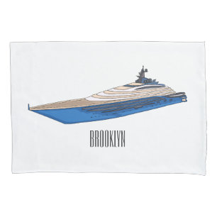 Yacht cartoon illustration pillowcase