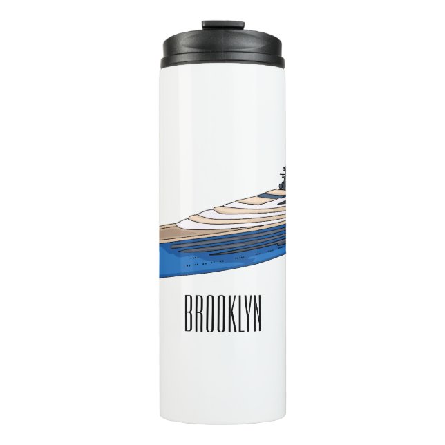 Yacht cartoon illustration thermal tumbler (Front)
