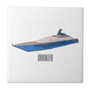 Yacht cartoon illustration tile
