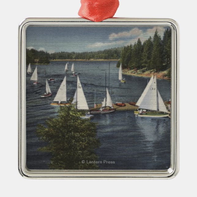Yacht Club, Sailboat Race Metal Ornament (Front)
