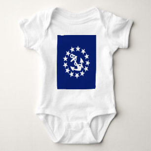 Yacht Flag Anchor Stars Symbol on Blue Baby Bodysuit