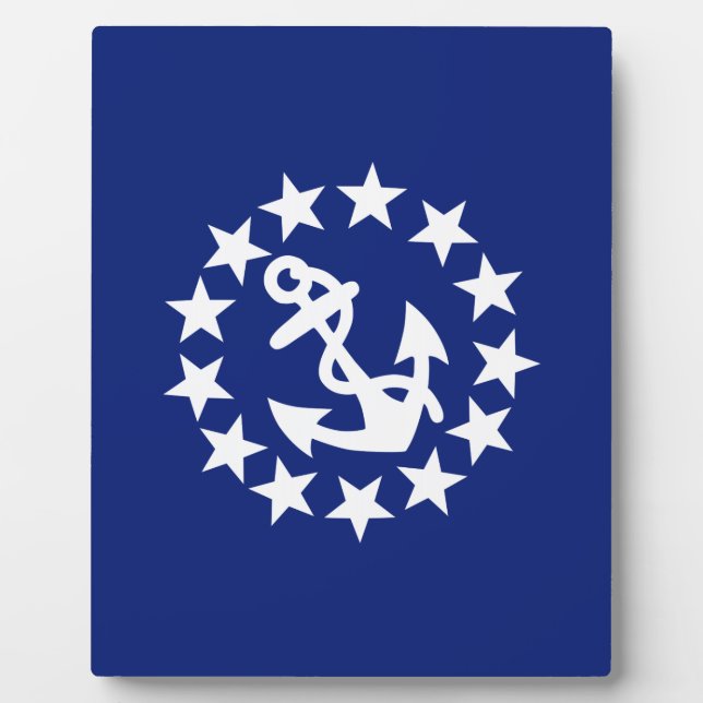 Yacht Flag Anchor Stars Symbol on Blue Plaque (Front)