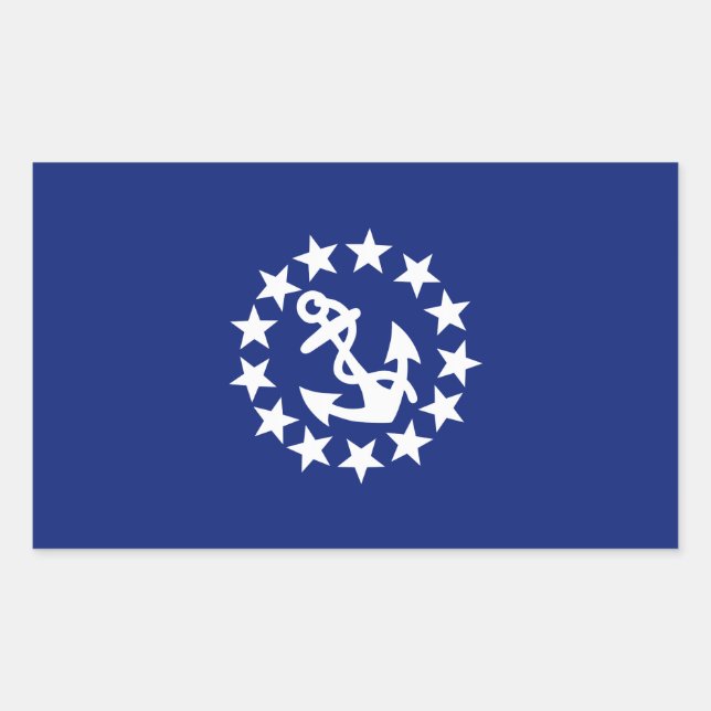 Yacht Flag Anchor Stars Symbol on Blue Sticker (Front)
