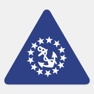 Yacht Flag Anchor Stars Symbol on Blue Triangle Sticker