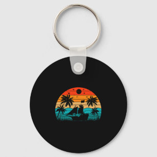 Yacht Funny Retro Yachting Family Trip Captain Cre Keychain