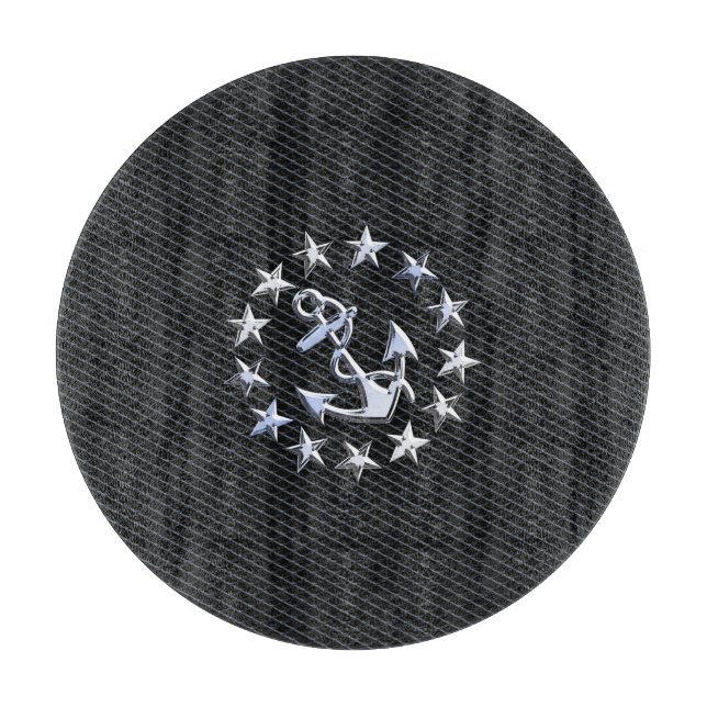 Yacht Naval Flag Anchor and Stars Cutting Board (Front)
