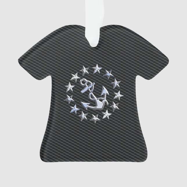Yacht Naval Flag Anchor and Stars Ornament (Front)