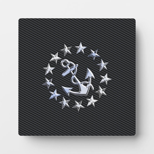 Yacht Naval Flag Anchor and Stars Plaque (Front)