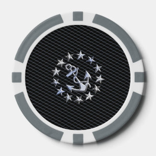 Yacht Naval Flag Anchor and Stars Poker Chips