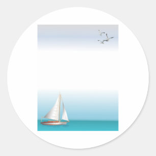 Yacht on a Turquoise Ocean Classic Round Sticker