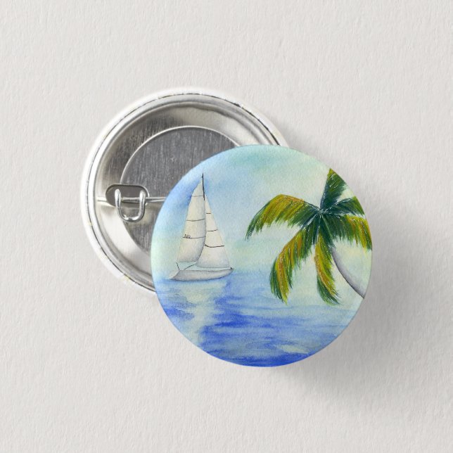 Yacht on the sea Palma 1 Inch Round Button (Front & Back)