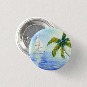 Yacht on the sea Palma 1 Inch Round Button