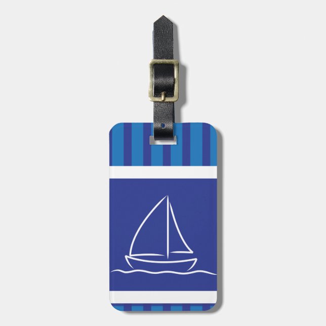 Yacht pattern luggage tag (Front Vertical)