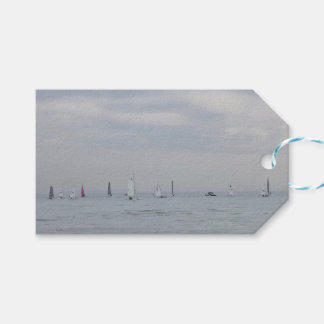 Yacht race boats in a line gift tags