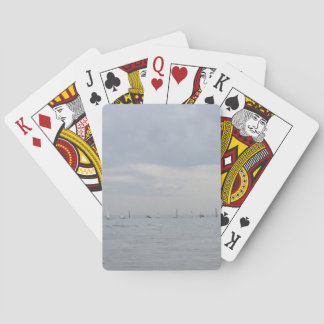Yacht race boats in a line playing cards