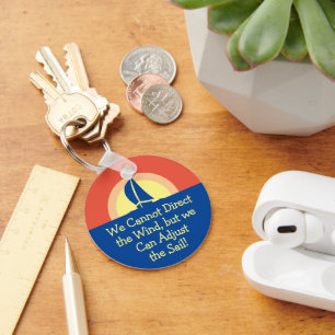 Yacht Racing Sailing With Sunset Keychain