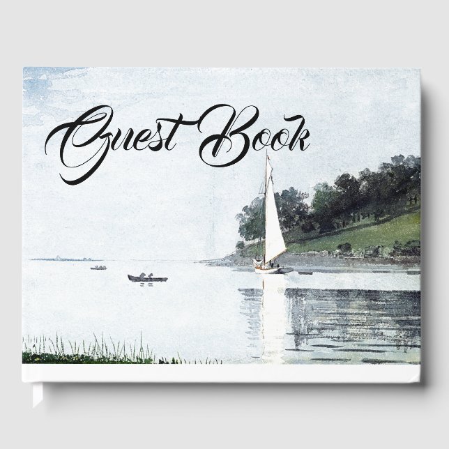 Yacht Sailboat in Cove Homer Guest Book (Front)