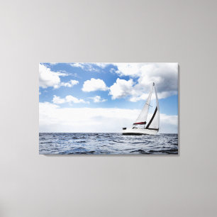 Yacht Sailing In Open Sea Canvas Print