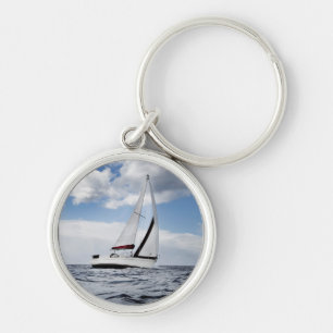 Yacht Sailing In Open Sea Keychain