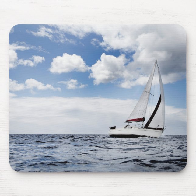 Yacht Sailing In Open Sea Mouse Pad (Front)