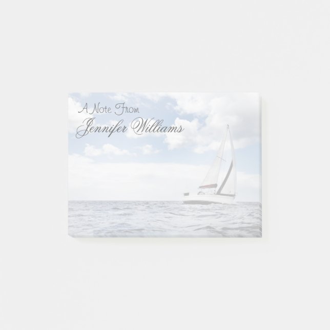 Yacht Sailing In Open Sea Post-it Notes (Front)