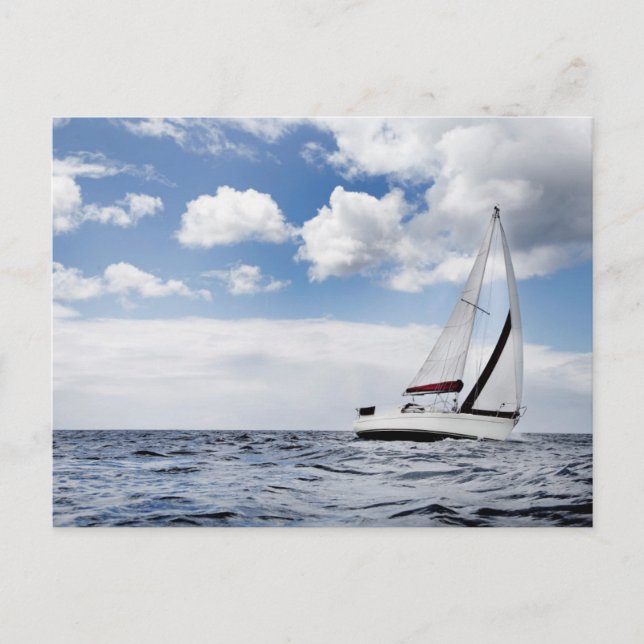 Yacht Sailing In Open Sea Postcard (Front)