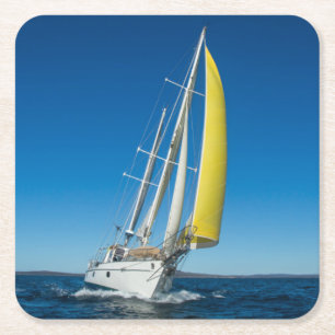 Yacht Sailing   South Australia Square Paper Coaster