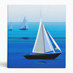 Yacht Under Sail, Cobalt Blue Binder