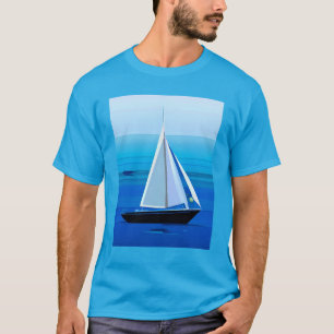 Yacht Under Sail, Cobalt Blue  T-Shirt