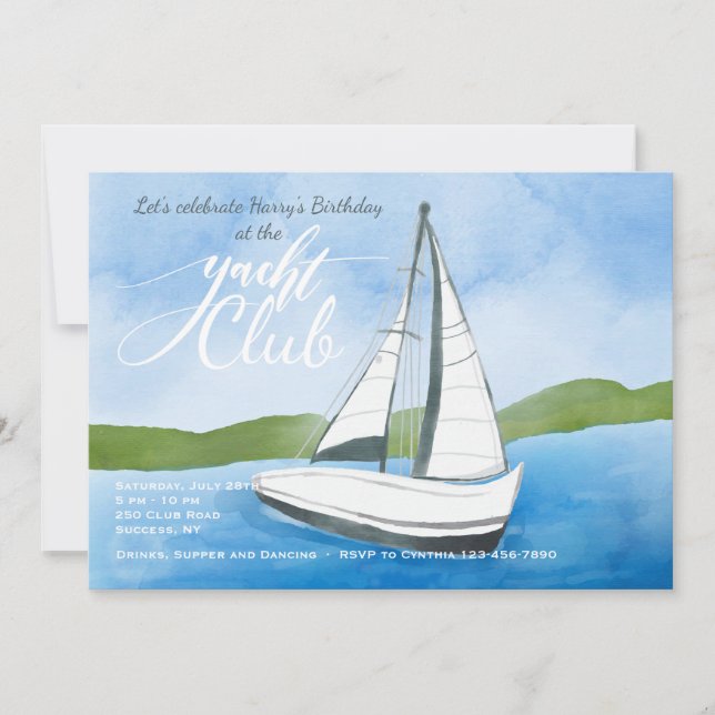 Yacht Watercolor Invitation (Devant)