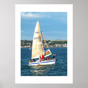 Yacht with flags Jersey Poster