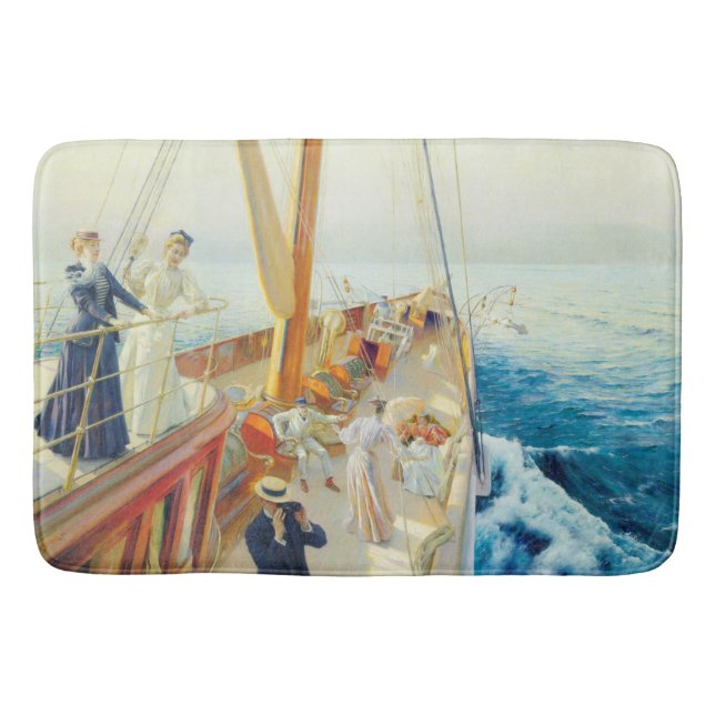 Yachting in the Mediterranean (by J.L. Stewart) Bath Mat (Front)