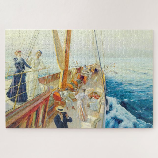Yachting in the Mediterranean (by J.L. Stewart) Jigsaw Puzzle (Horizontal)