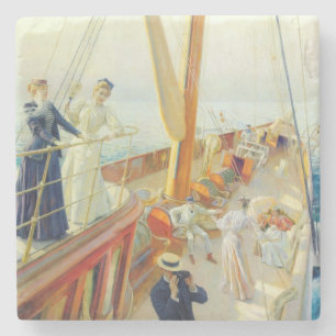Yachting in the Mediterranean (by J.L. Stewart) Stone Coaster