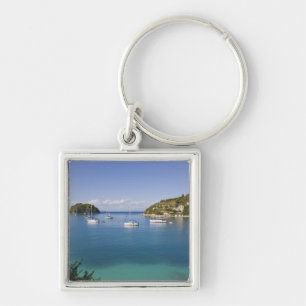 Yachts at anchor, Lakka, Paxos, Greece Keychain