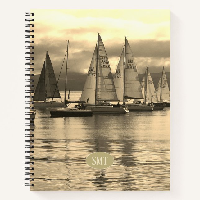 Yachts in a Flotilla Ready to Race. Sailing Manual Notebook (Front)