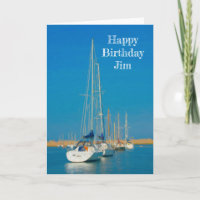 Yachts in a Row Painting Birthday Card