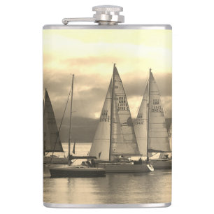 Yachts in Rothesay Bay, Scotland. Sailor's Whisky Hip Flask