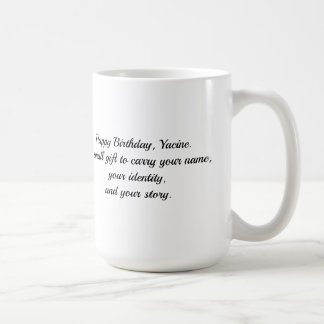 Yacine – Mug de naissance Calligraphie Kufi arabe