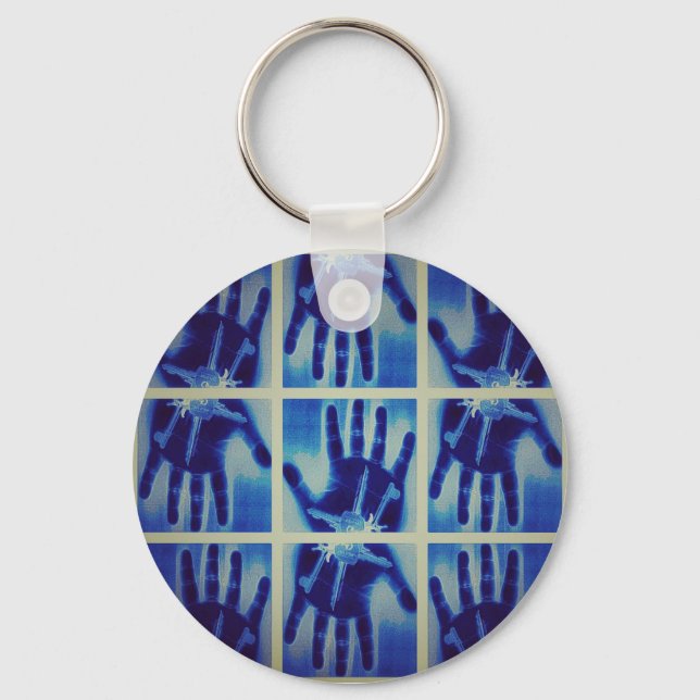 yaei creepy blue hands gonna terrorizing your life keychain (Front)