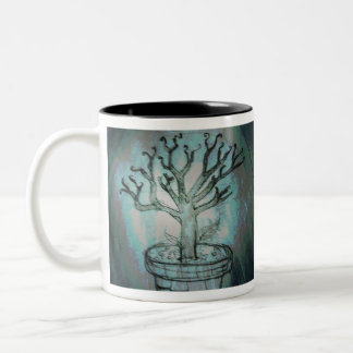 yaei dead bonsai tree Two-Tone coffee mug