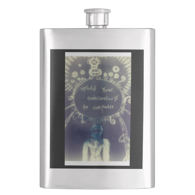 yaei Upload your consciousness to computer   Hip Flask (Front)