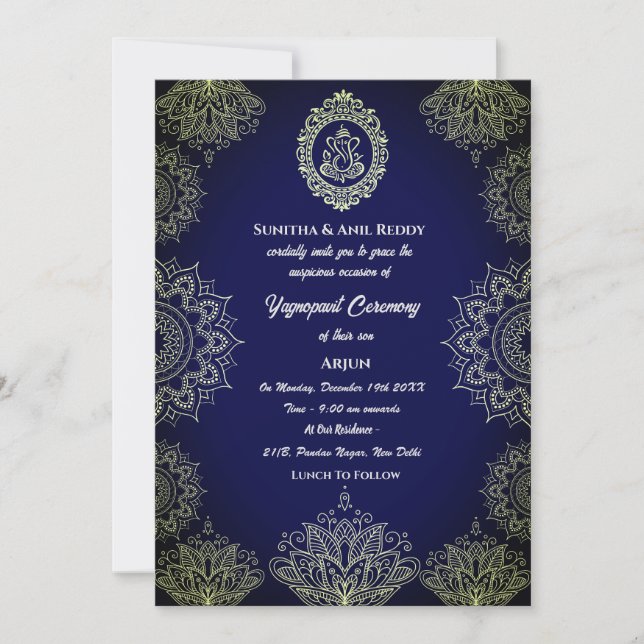 Yagnopavit  Upanayanam Hindu Thread Janeu Ceremony Invitation (Front)